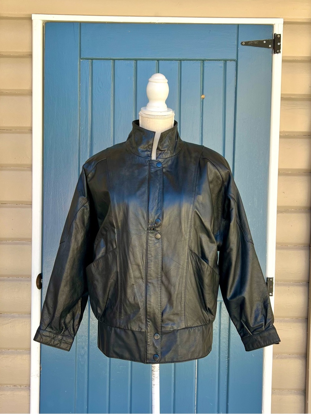 Vintage 80s 90s Wilsons Leather Bomber Jacket Black Size Small Boho Minimalist